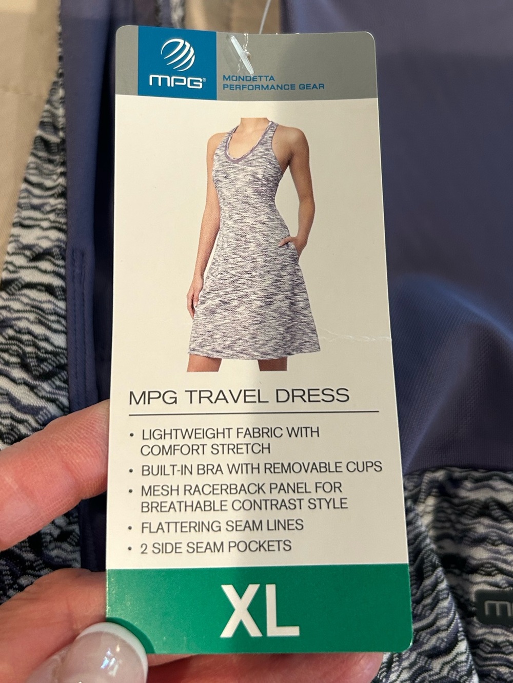 MPG Marled Gray-Blue Sleeveless V-Neck Travel Dress - Picture 7 of 7